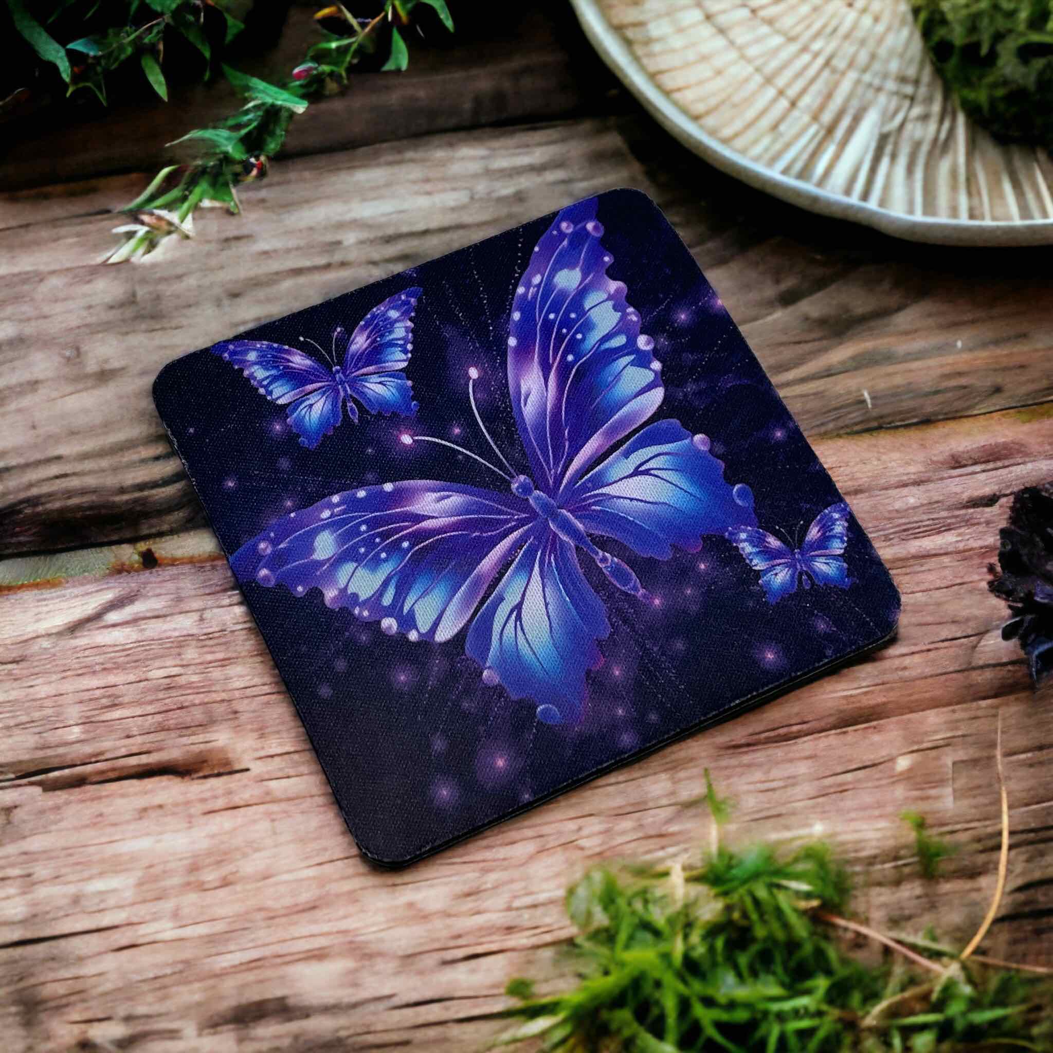 Vibrant ‘Neon Style’ Butterfly Design - Neoprene Coaster - Laser Design Creations