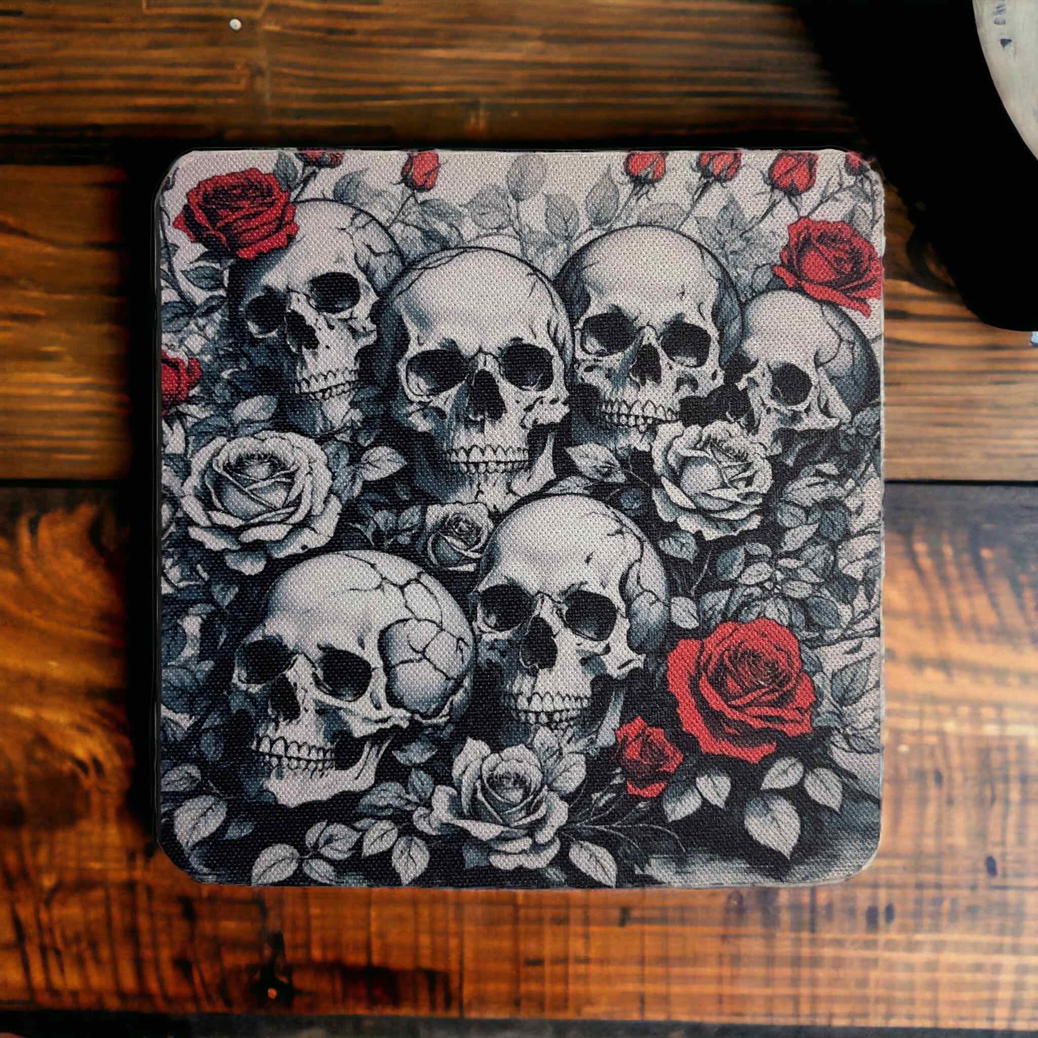 Skulls & Roses Design - Neoprene Coaster - Laser Design Creations