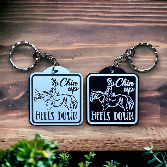 ‘Chin Up, Heels Down’ - Horse Theme Design Keyring / Bag Tag - Laser Design Creations