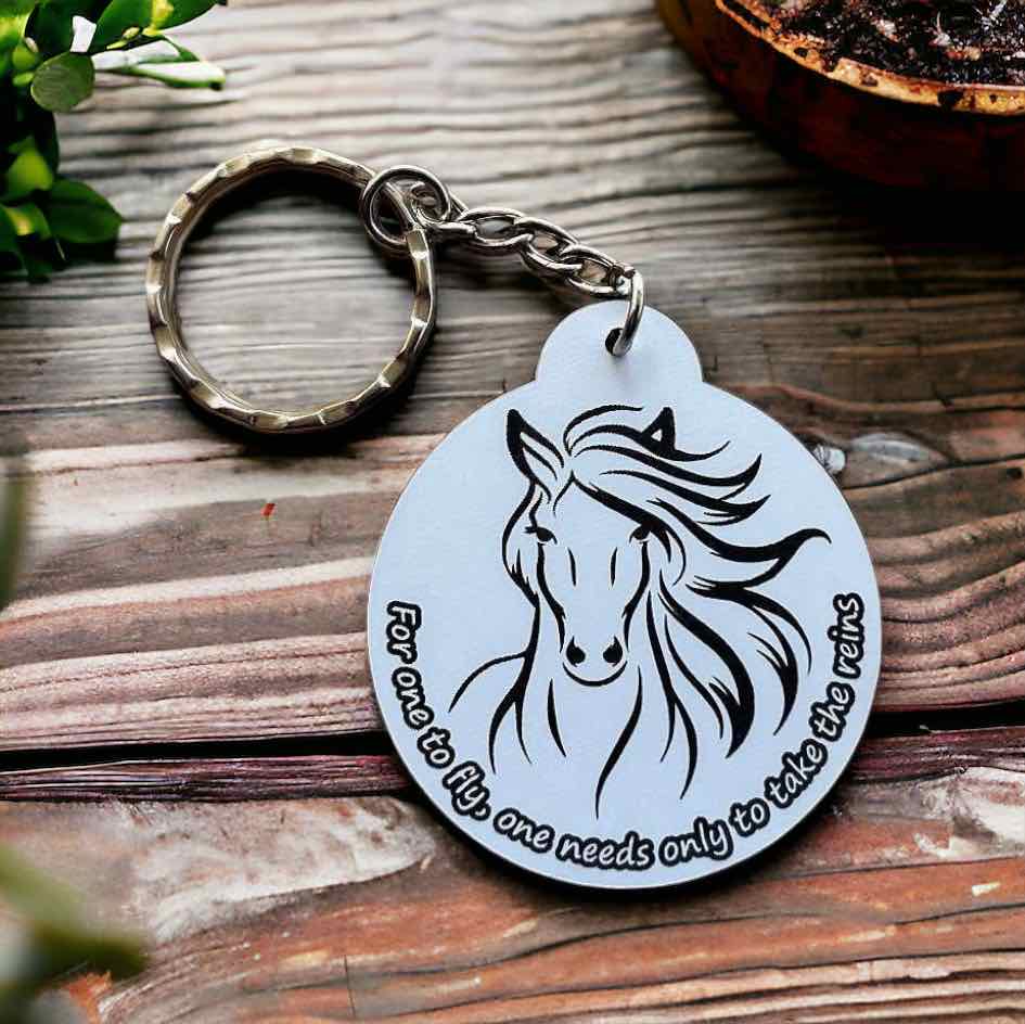 ‘For One to Fly’ - Horse Theme Design Keyring / Bag Tag - Laser Design Creations