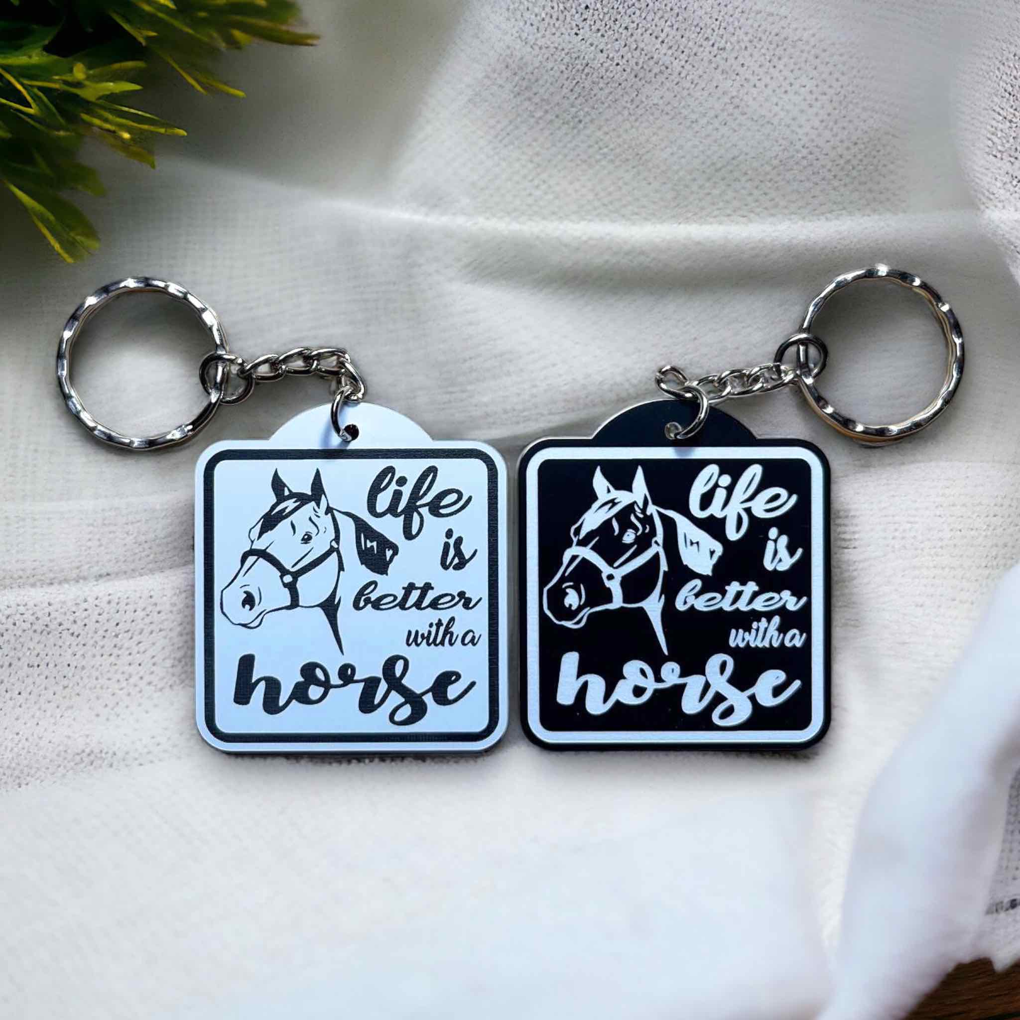 ‘Life is Better with a Horse’ - Horse Theme Design Keyring / Bag Tag - Laser Design Creations