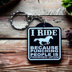 ‘I Ride’ Horse Theme Design Keyring / Bag Tag - Laser Design Creations