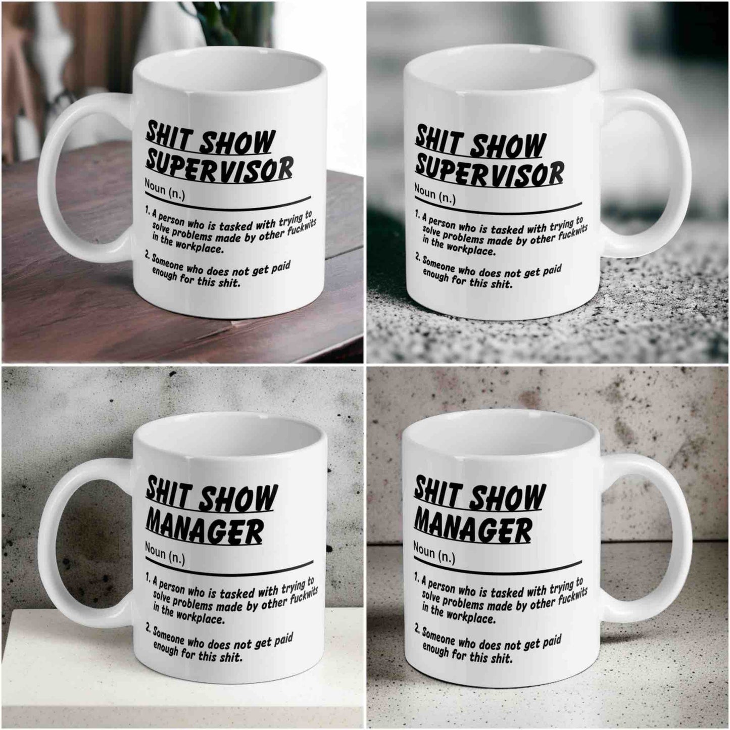 Shit Show Supervisor Manager mug, funny office gift, 11oz ceramic coffee mug by Laser Design Creations Australia