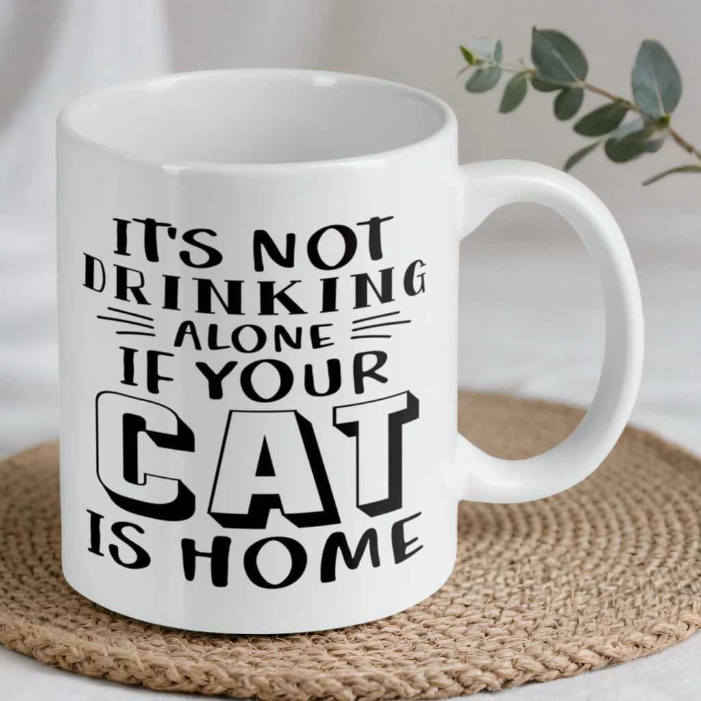 Reverse side of "It's Not Drinking Alone" ceramic mug, showcasing the wrap-around artwork by Laser Design Creations.