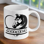 Reverse side of Personalised Horse Heart Silhouette ceramic mug, showcasing the wrap-around artwork by Laser Design Creations.