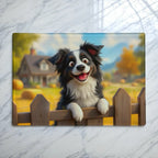 Smiling Border Collie Chopping Board - Playful Dog Lover Gift