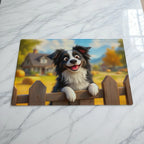 Smiling Border Collie Chopping Board - Playful Dog Lover Gift