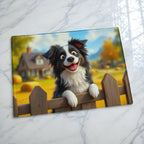 Smiling Border Collie Chopping Board - Playful Dog Lover Gift