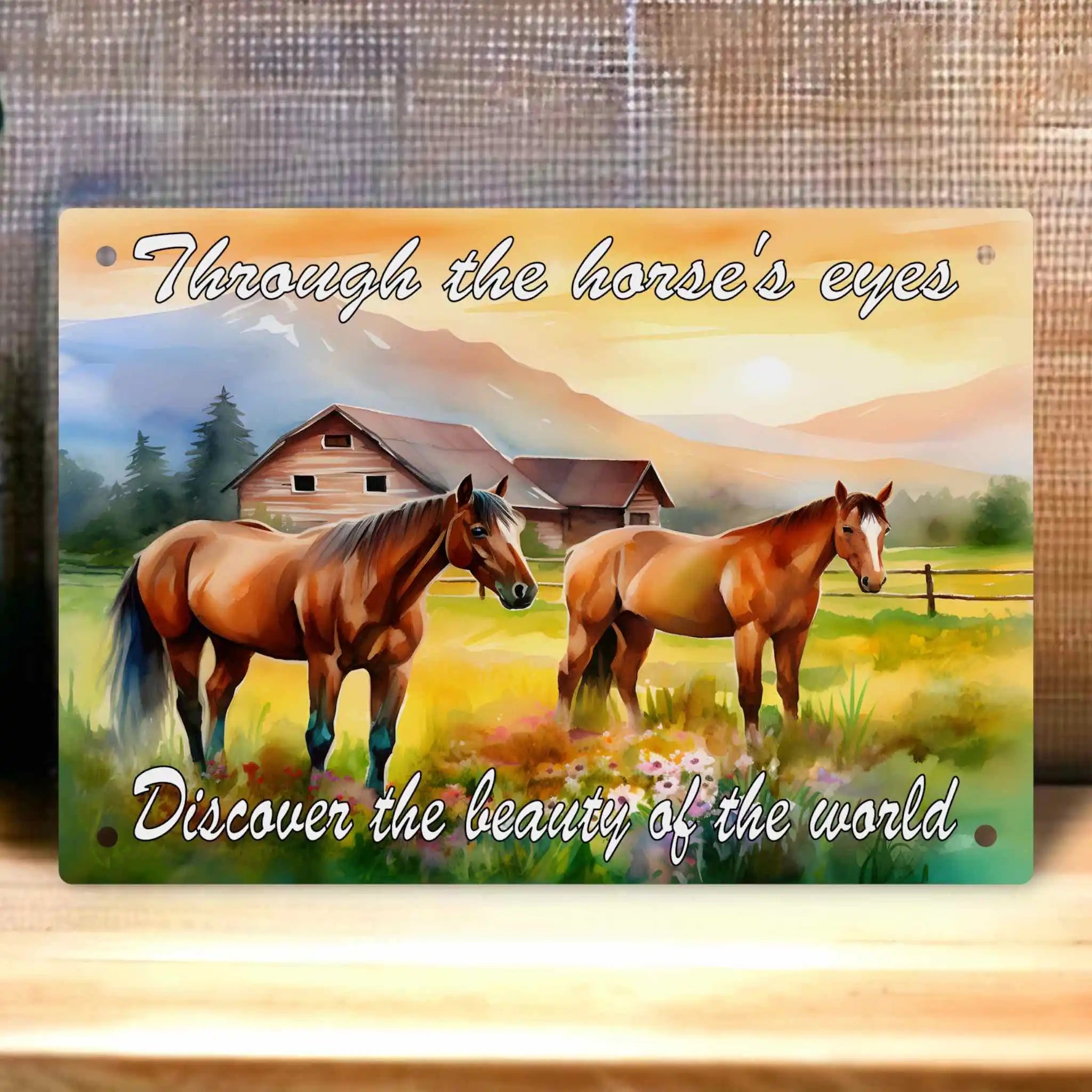Sentimental Horse Quote Watercolour Aluminium Sign by Laser Design Creations, featuring inspiring equestrian typography and a painterly horse motif.