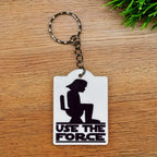 Use The Force Toilet Silhouette keyring by Laser Design Creations, featuring a funny pop culture parody graphic with a toilet silhouette and the text USE THE FORCE.