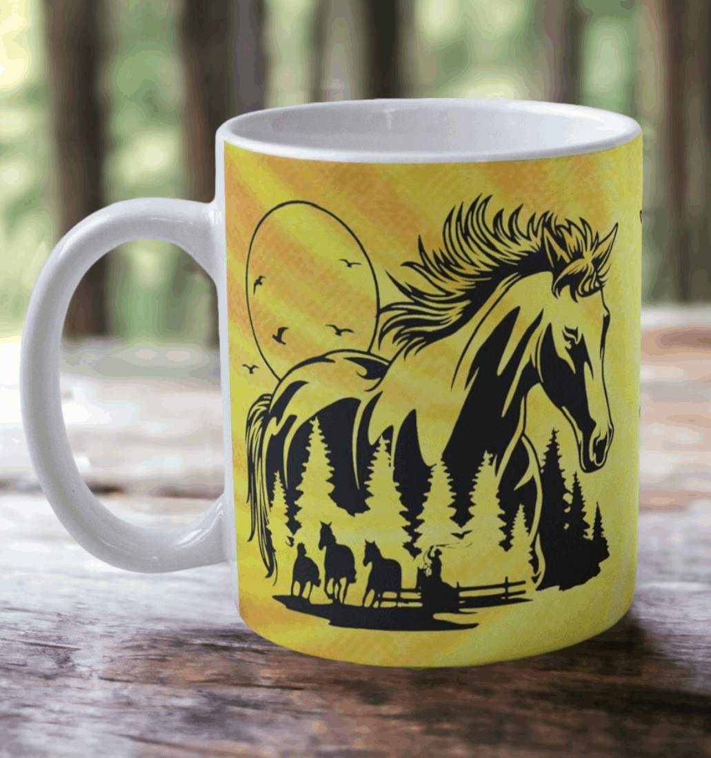 ‘Wild Horse' Style #3 Design Mug - Laser Design Creations