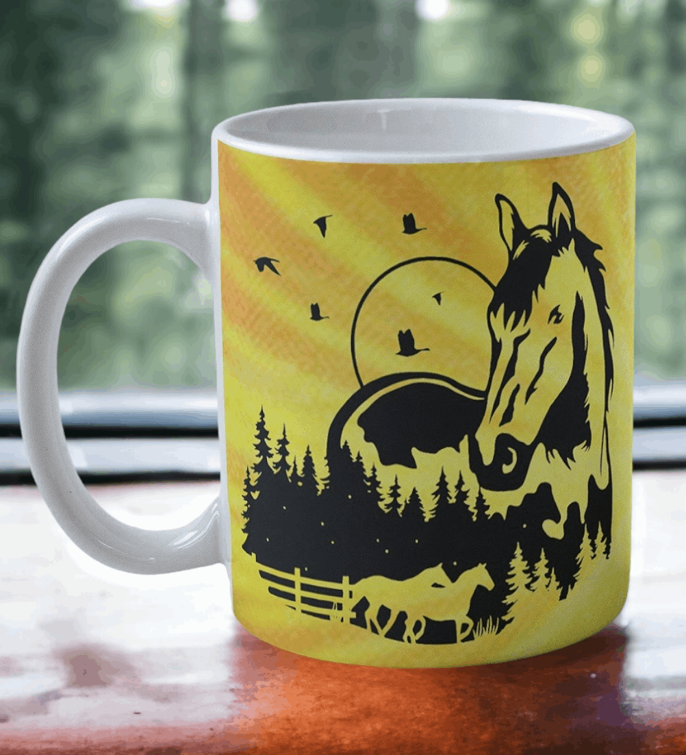 ‘Wild Horse' Style #2 Design Mug - Laser Design Creations