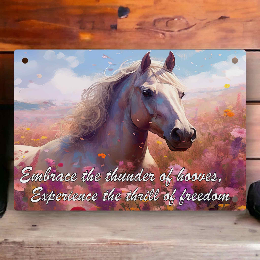 ‘Embrace the Thunder of Hooves’ - Inspirational Horse Quote - Aluminium Metal Sign - Laser Design Creations