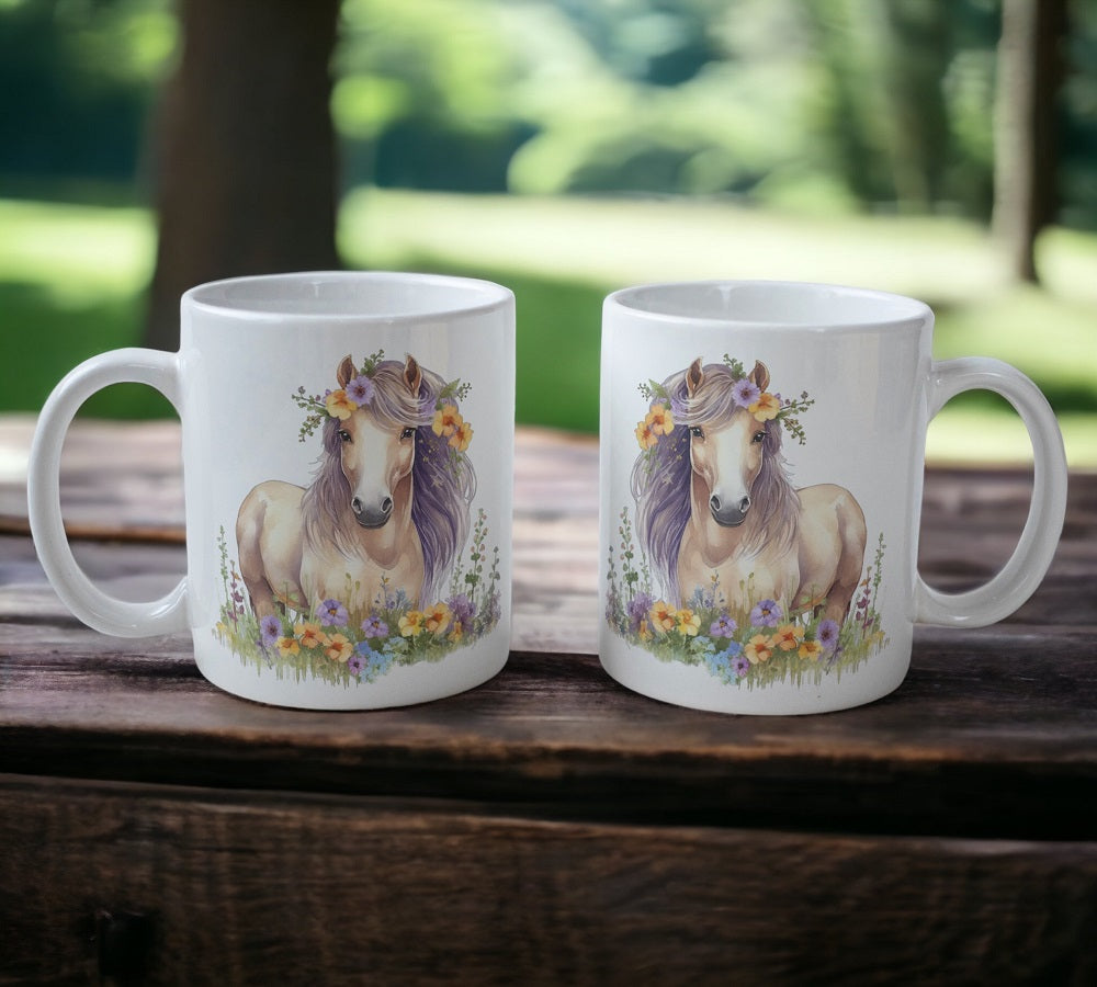 Floral Horse - Watercolour Art Style Design Mug - Laser Design Creations