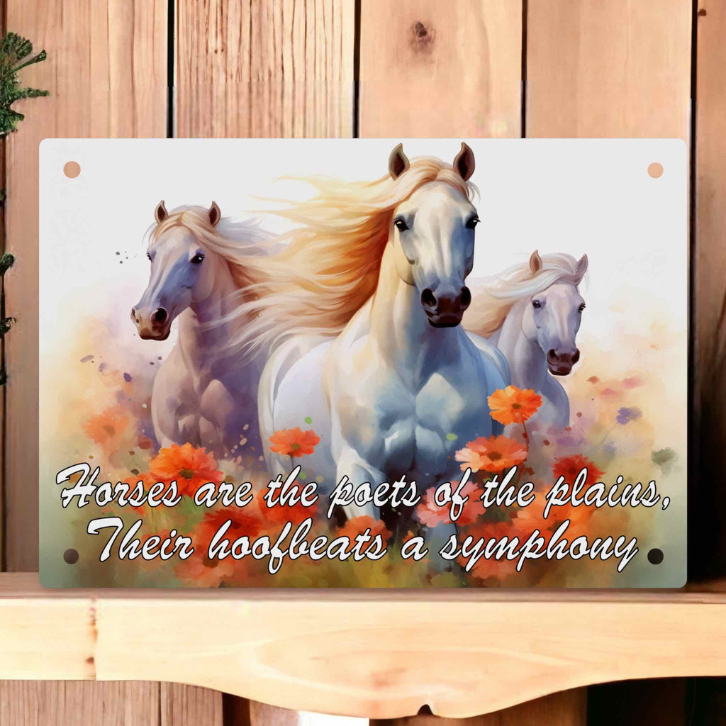 ‘Horses are the Poets of the Plains’ - Inspirational Horse Quote - Aluminium Metal Sign - Laser Design Creations