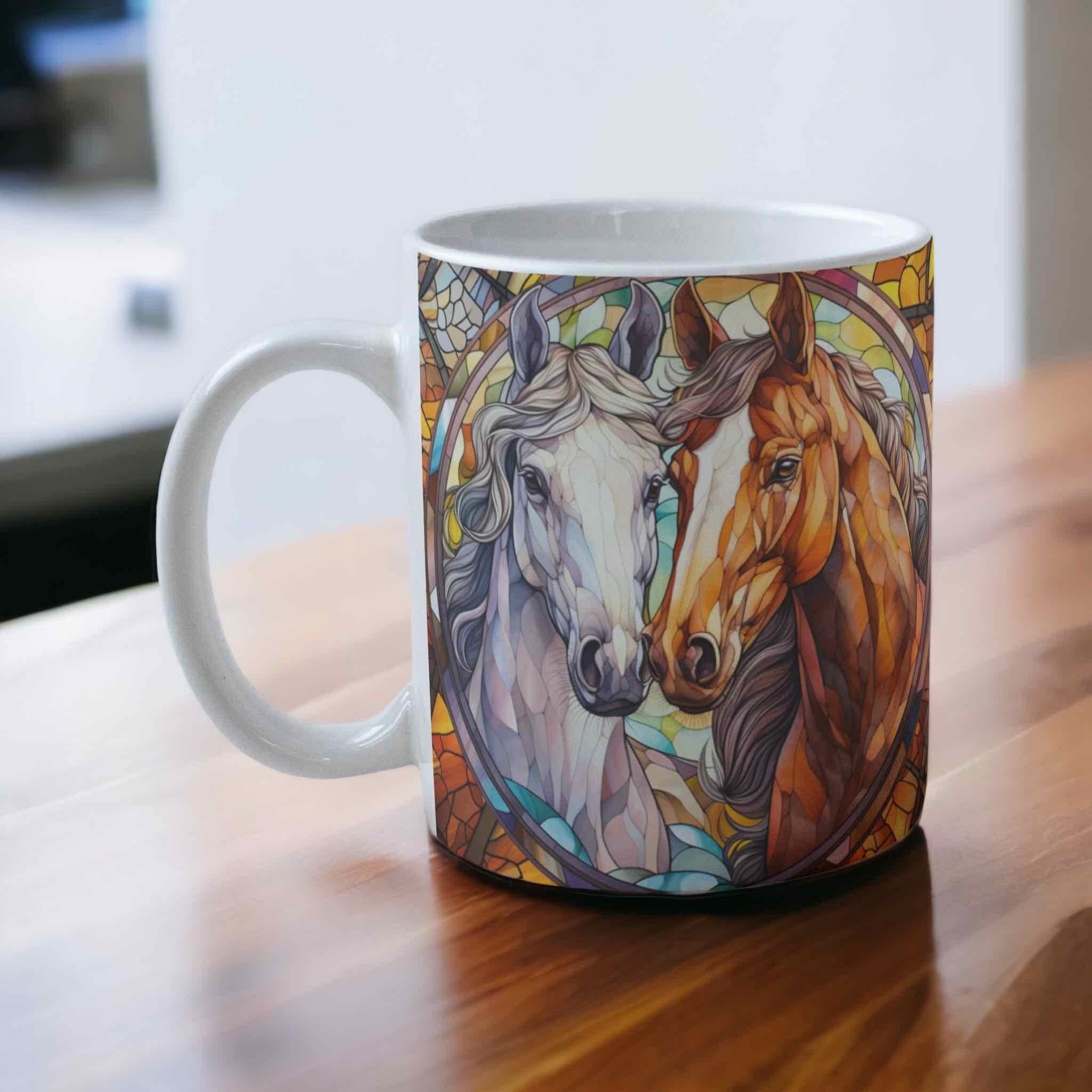 ‘Stained Glass’ Style Horse Theme Design Mug - Laser Design Creations