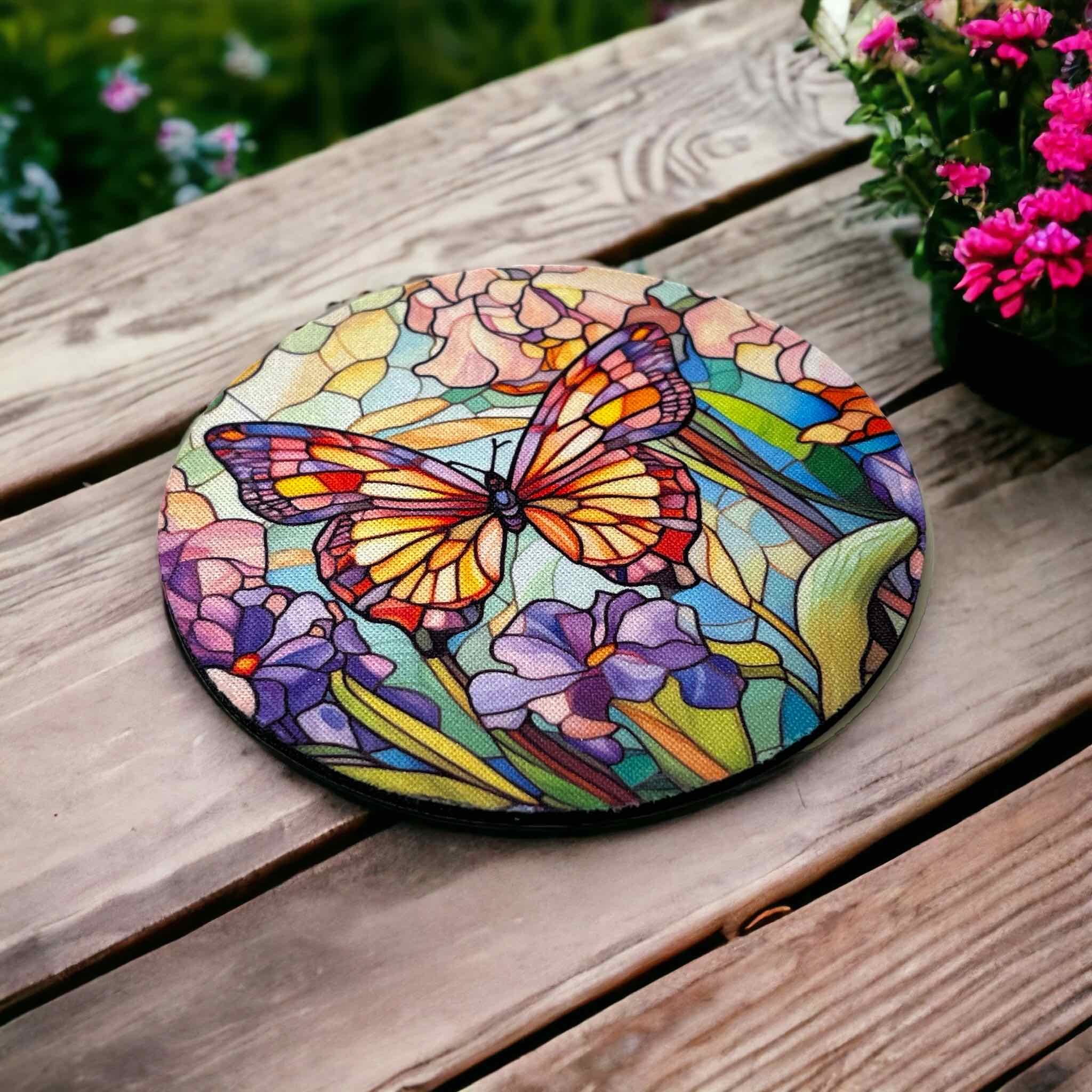 Colourful Butterfly Design - Neoprene Coaster - Laser Design Creations