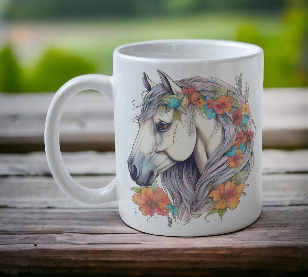 Floral Horse - Watercolour Art Style Design Mug - Laser Design Creations