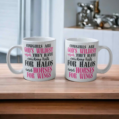 ‘Cowgirls are God’s Angels’ Horse Theme Design Mug - Laser Design Creations