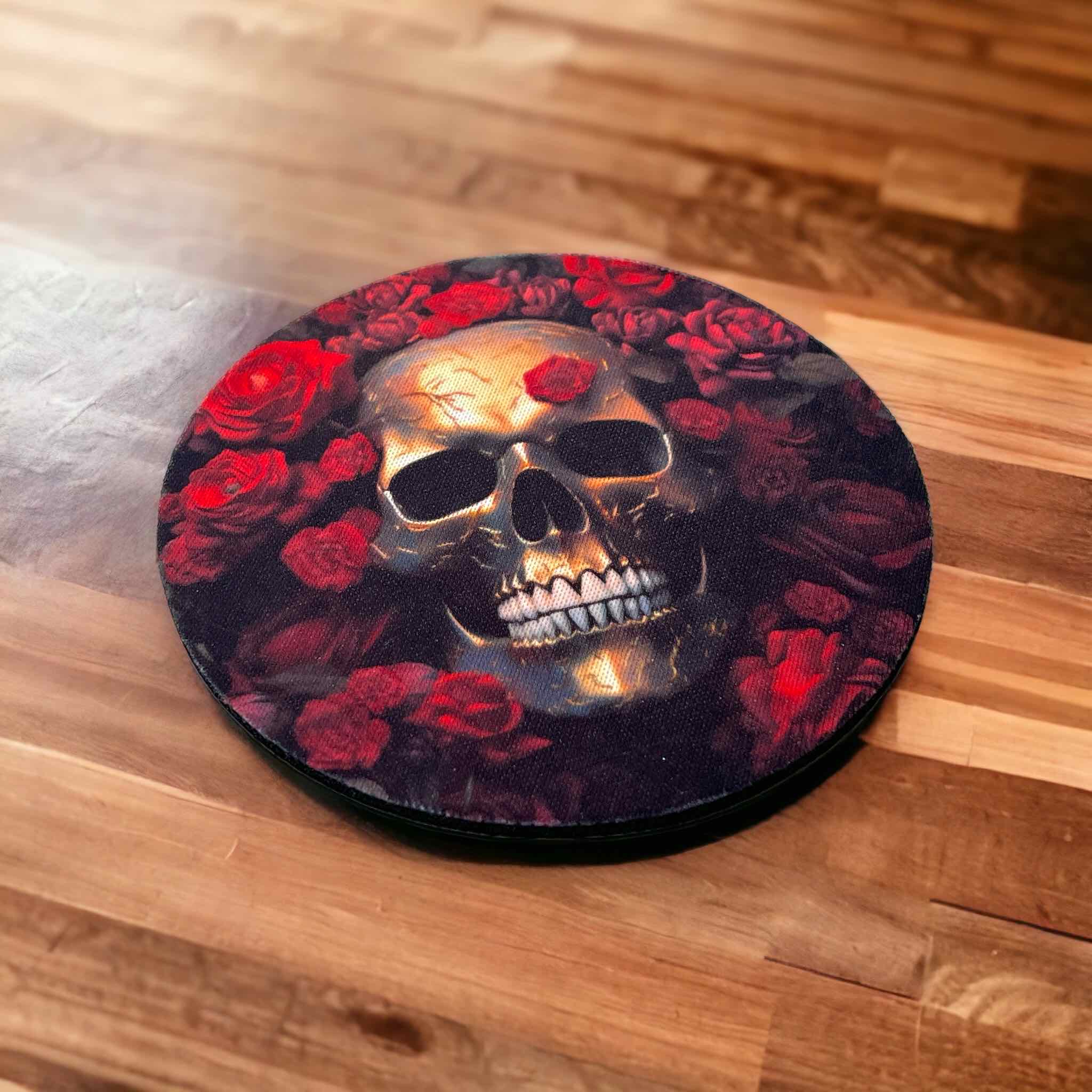 Skull & Roses Design - Neoprene Coaster - Laser Design Creations