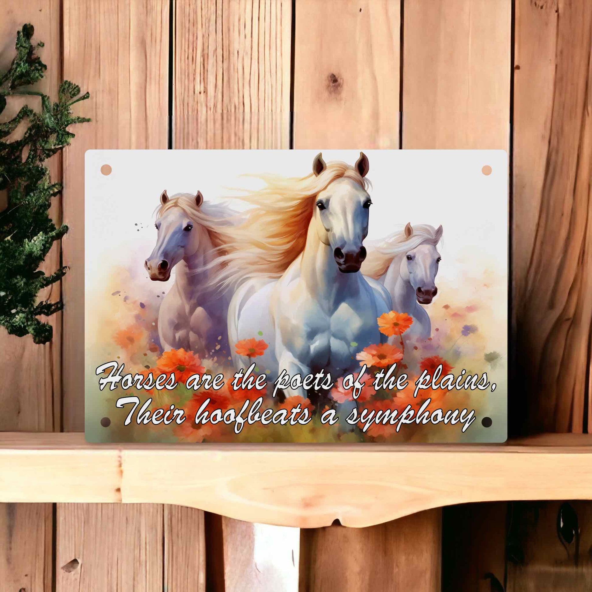 ‘Horses are the Poets of the Plains’ - Inspirational Horse Quote - Aluminium Metal Sign - Laser Design Creations