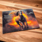 Fire Horse Design - Textured Glass Cutting / Serving Board - Laser Design Creations
