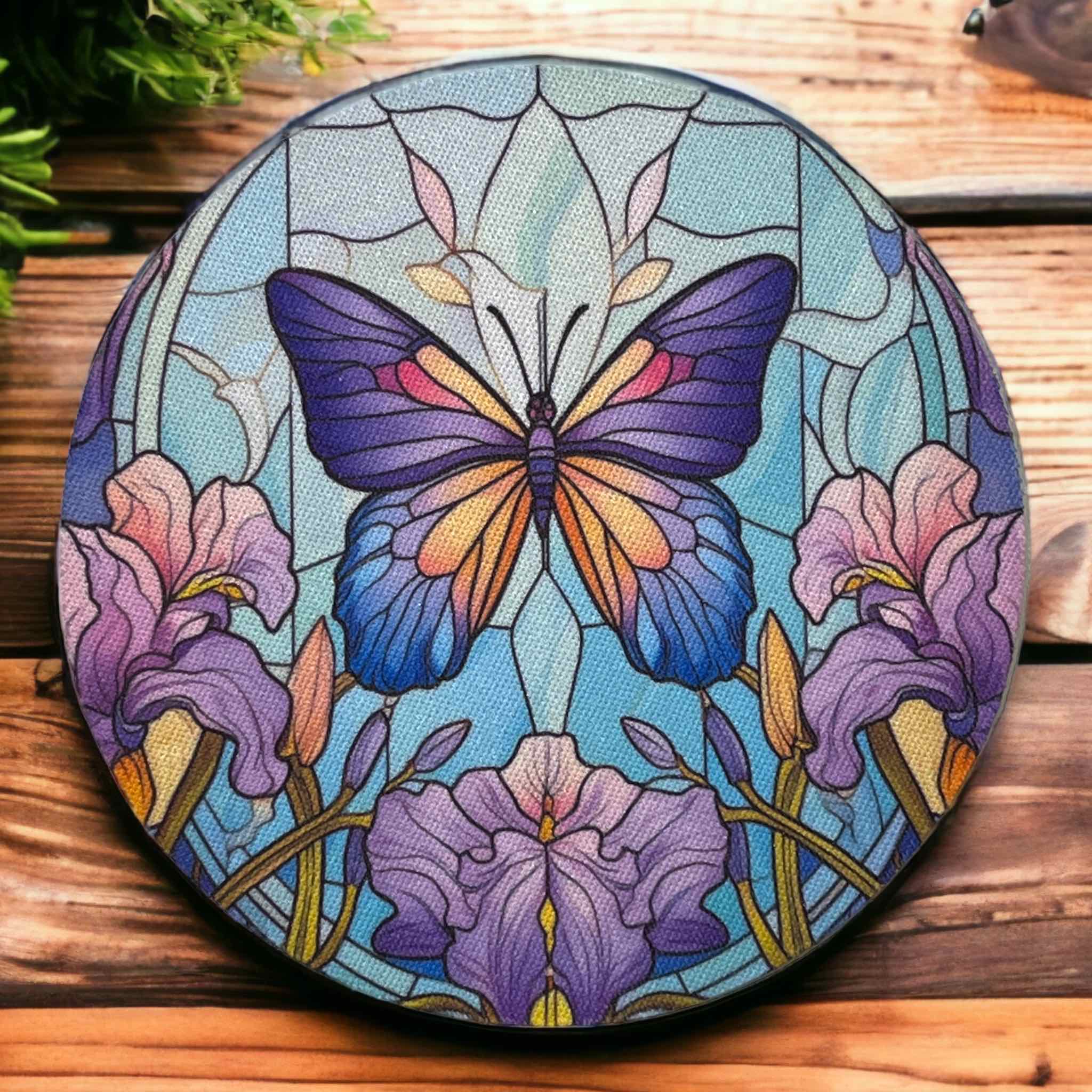 Floral Butterfly Design - Neoprene Coaster - Laser Design Creations