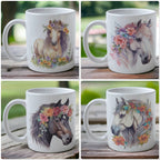 Floral Horse - Watercolour Art Style Design Mug - Laser Design Creations