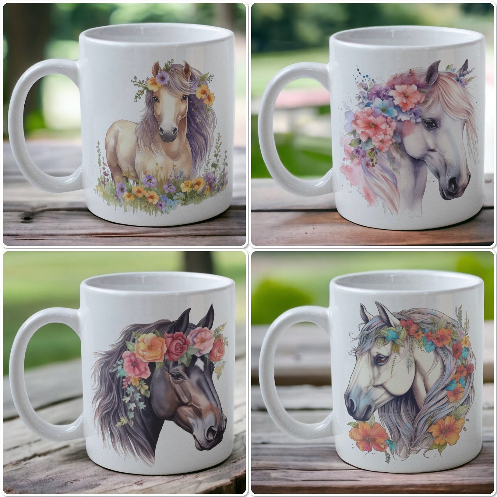 Floral Horse - Watercolour Art Style Design Mug - Laser Design Creations