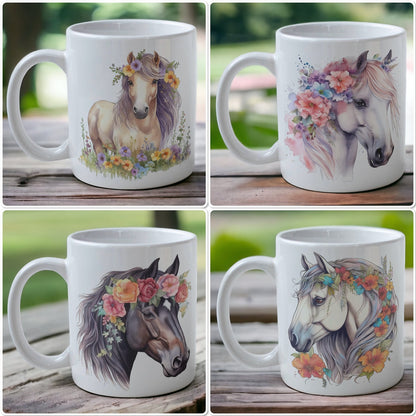 Floral Horse - Watercolour Art Style Design Mug - Laser Design Creations