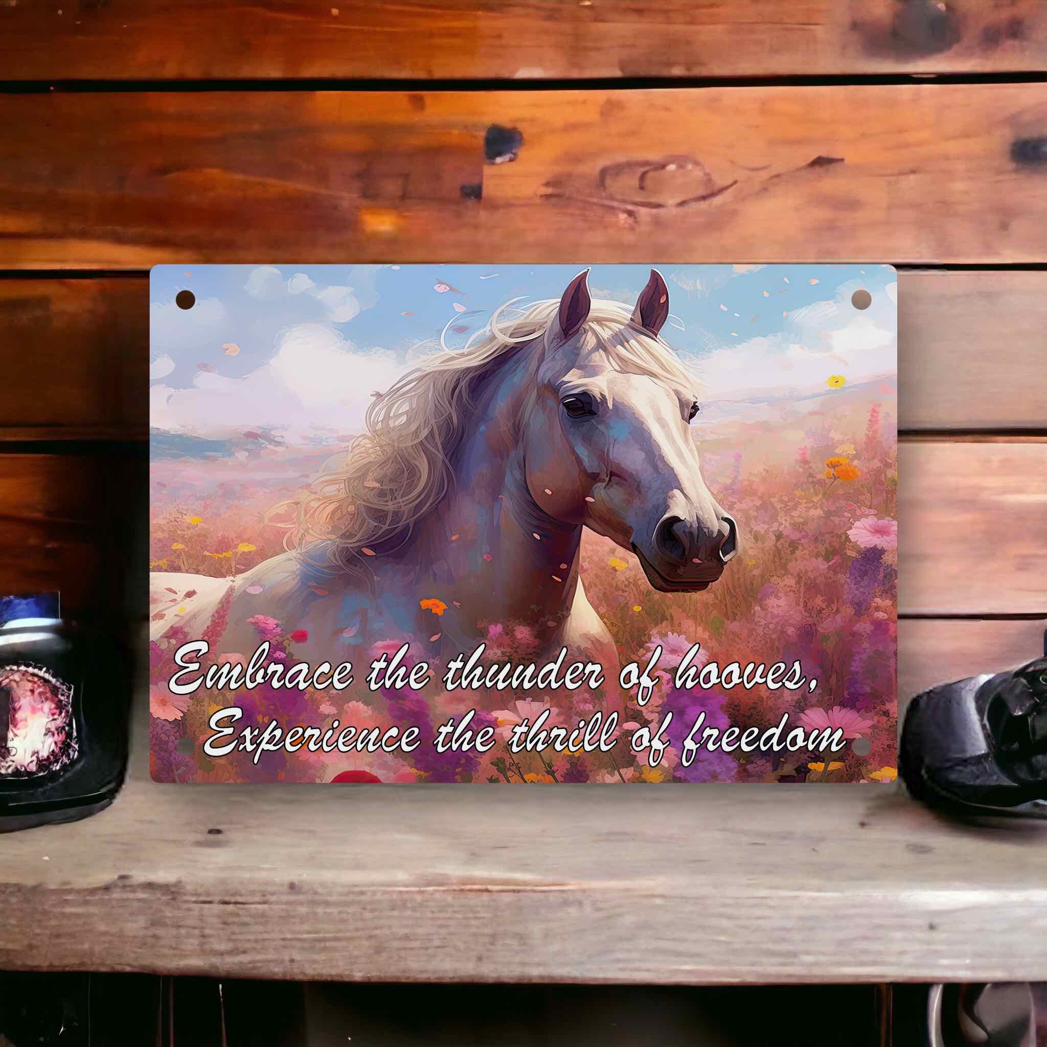 ‘Embrace the Thunder of Hooves’ - Inspirational Horse Quote - Aluminium Metal Sign - Laser Design Creations