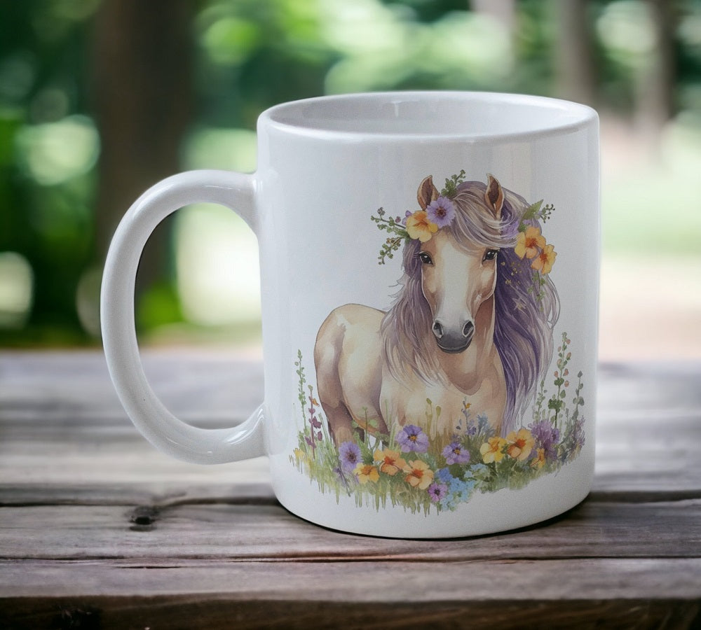 Floral Horse - Watercolour Art Style Design Mug - Laser Design Creations