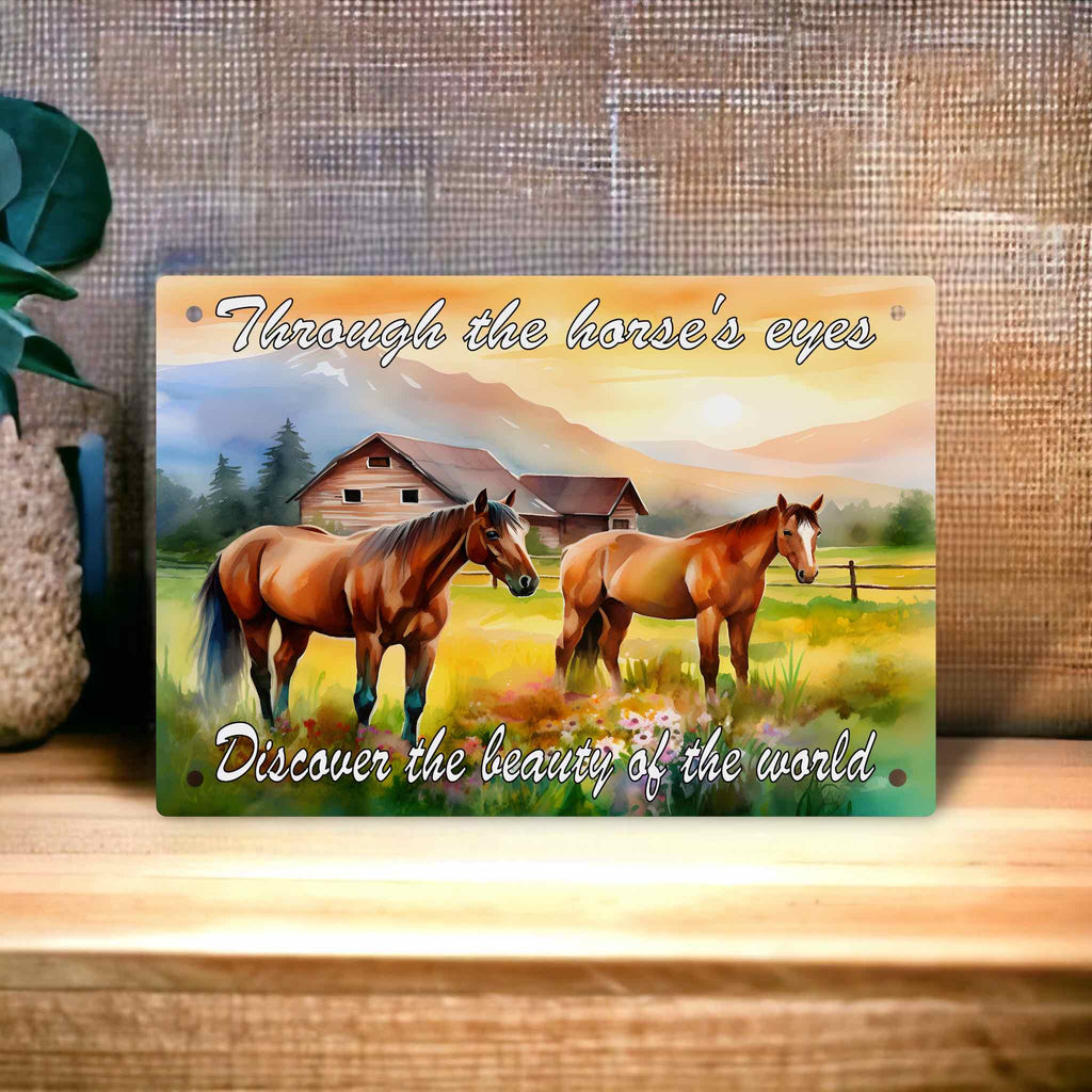 ‘Through the Horse’s Eyes’ - Inspirational Horse Quote - Aluminium Metal Sign - Laser Design Creations