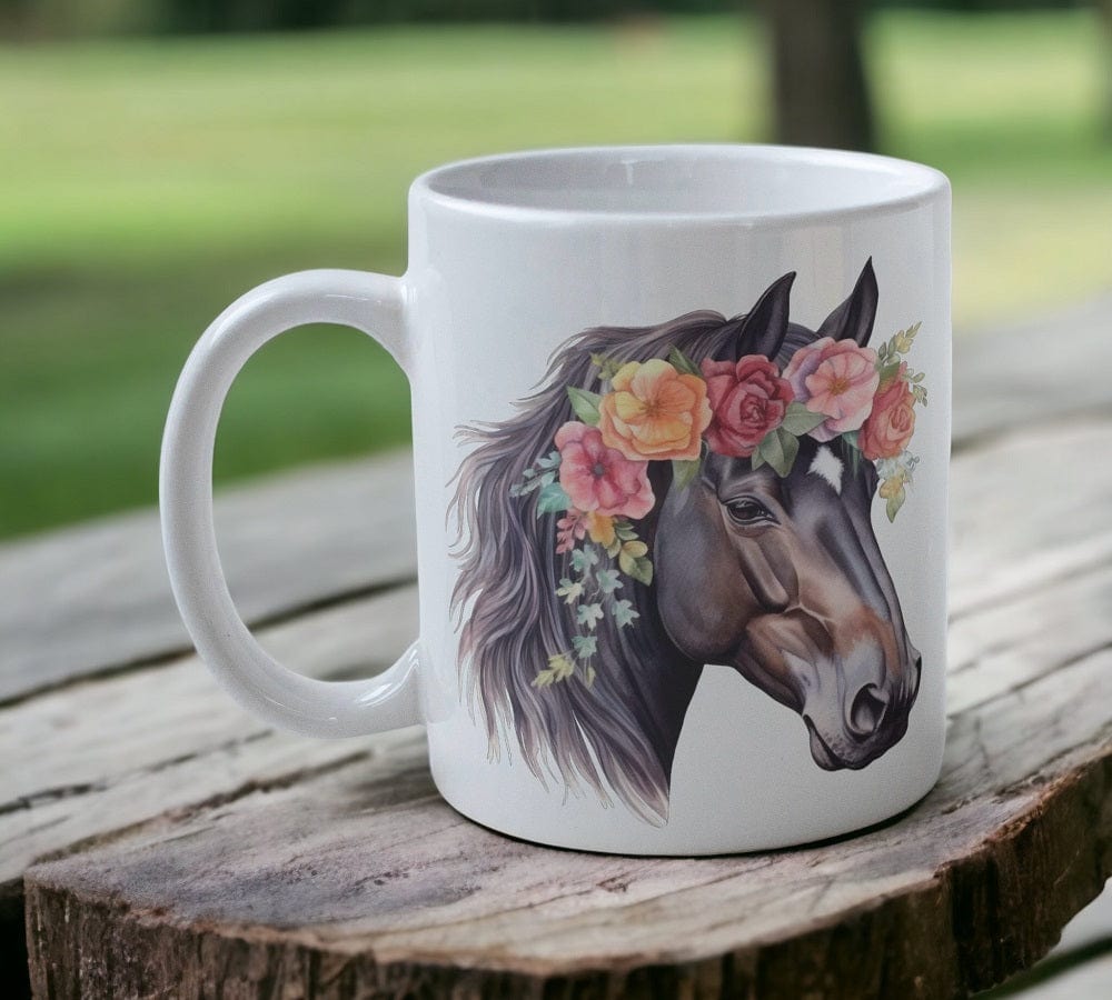 Floral Horse - Watercolour Art Style Design Mug - Laser Design Creations