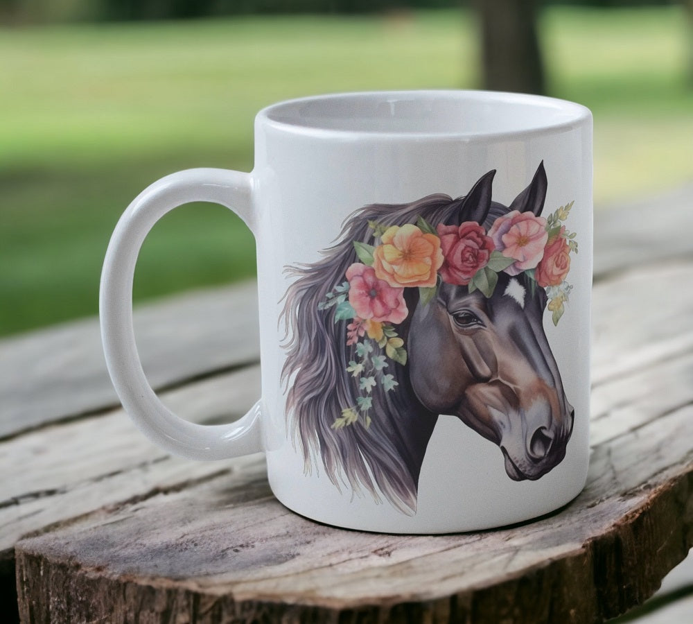 Floral Horse - Watercolour Art Style Design Mug - Laser Design Creations