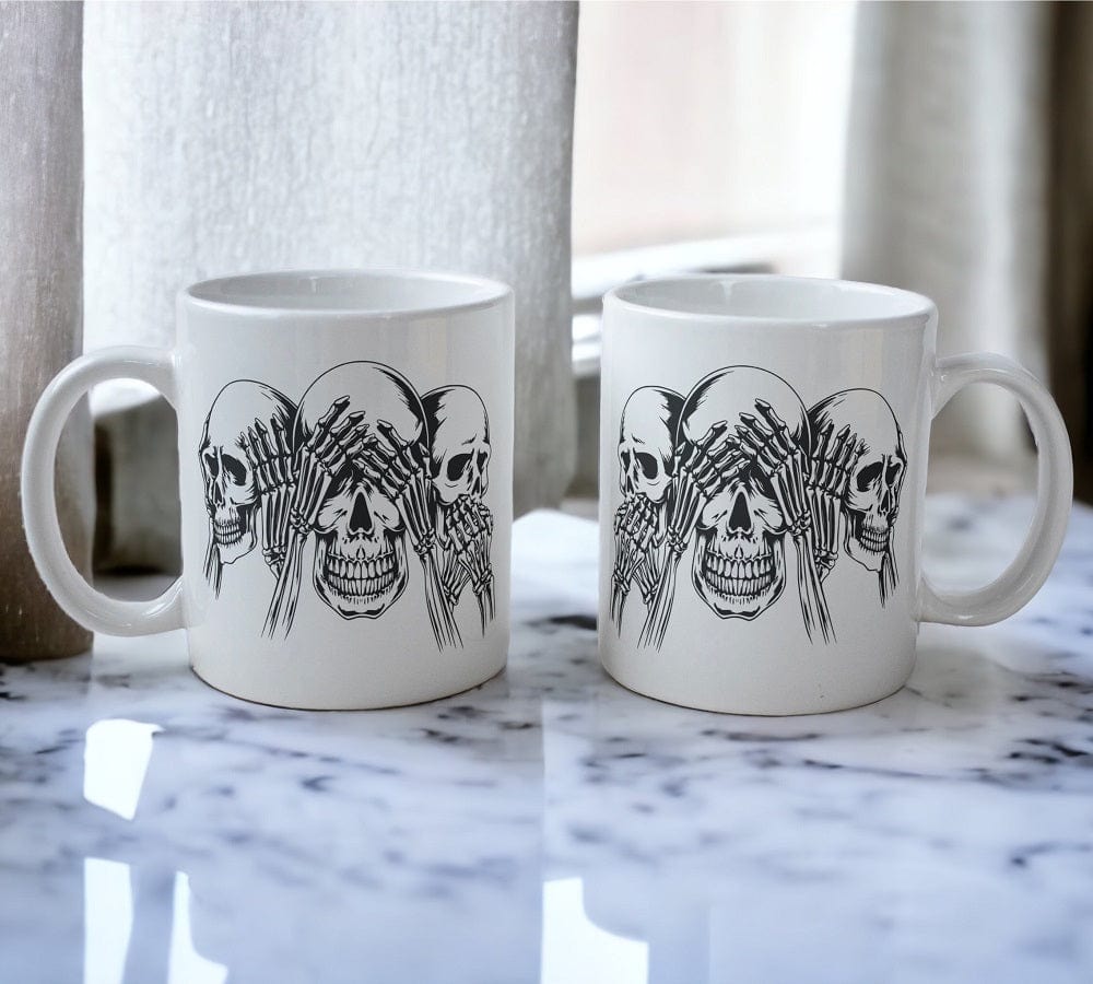 ‘See No Evil’ Skeleton / Skull Design Mug - Laser Design Creations