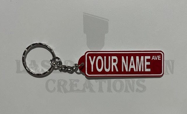 Personalised - Street Sign Acrylic Keyring - Laser Design Creations