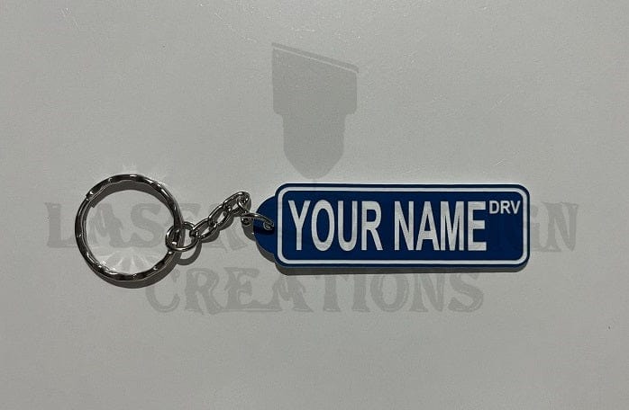 Personalised - Street Sign Acrylic Keyring - Laser Design Creations
