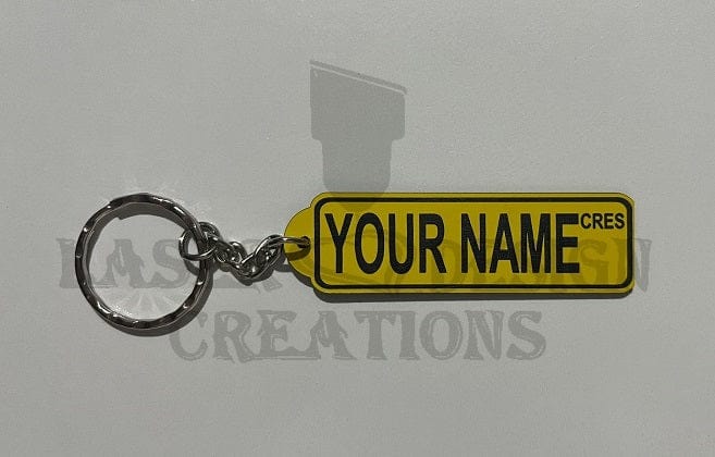 Personalised - Street Sign Acrylic Keyring - Laser Design Creations