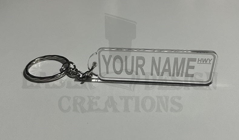 Personalised - Street Sign Acrylic Keyring - Laser Design Creations