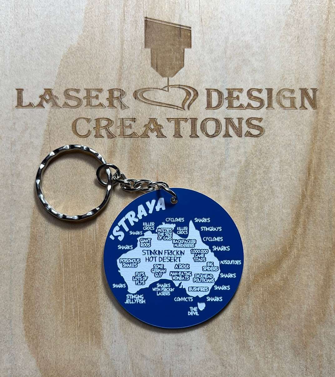 Australia ‘Straya’ Design Keyring - Laser Design Creations