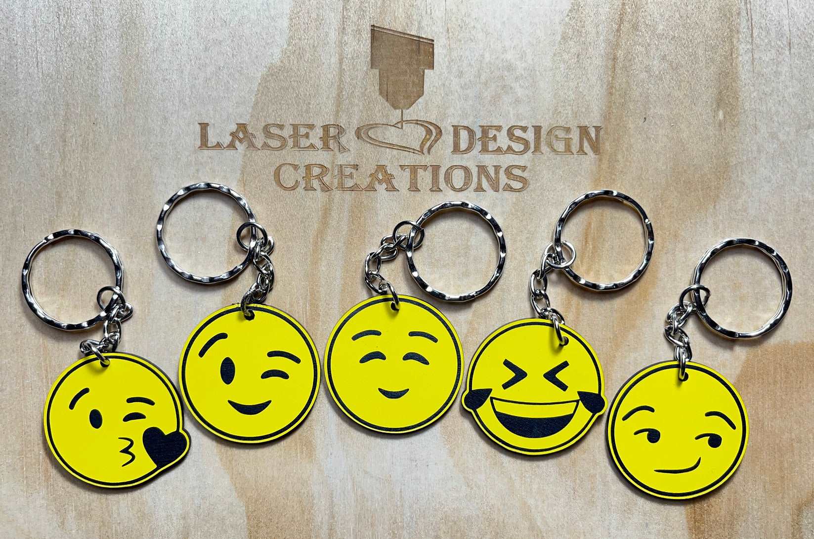 Emoji Design Acrylic Keyrings - Laser Design Creations