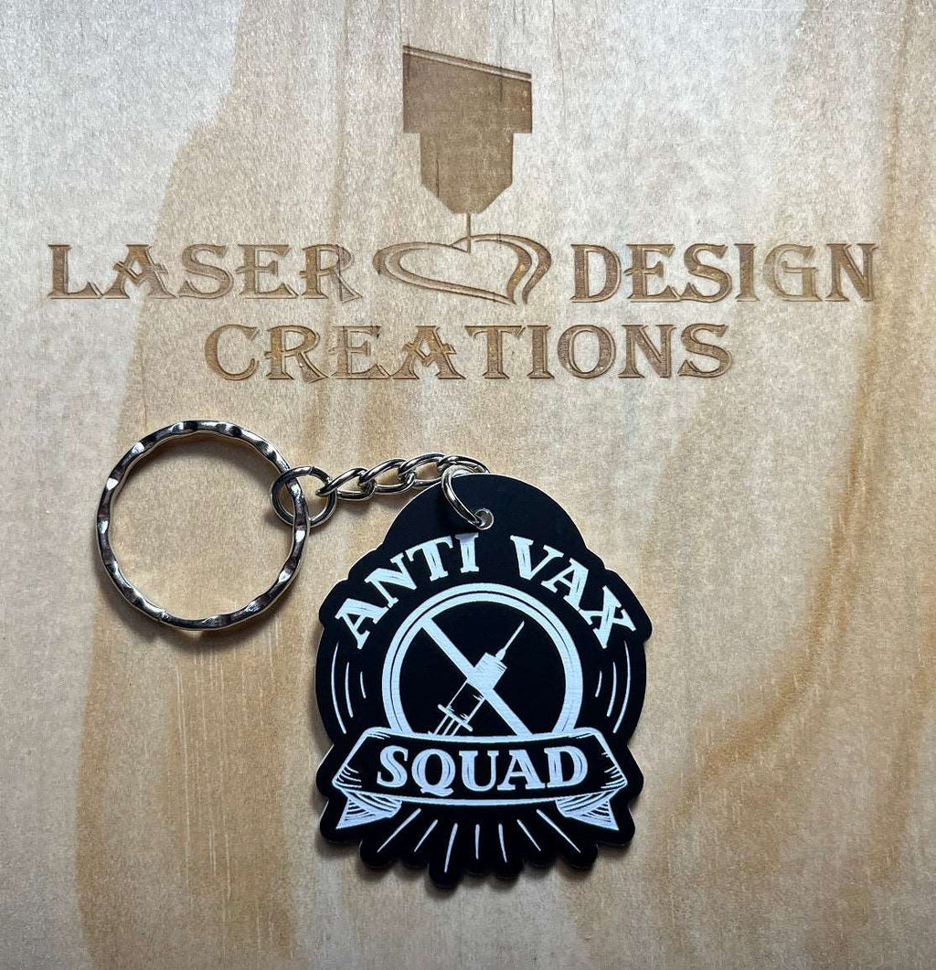 Corona / Covid-19 ‘Anti-Vax Squad’ Design Keyring - Laser Design Creations
