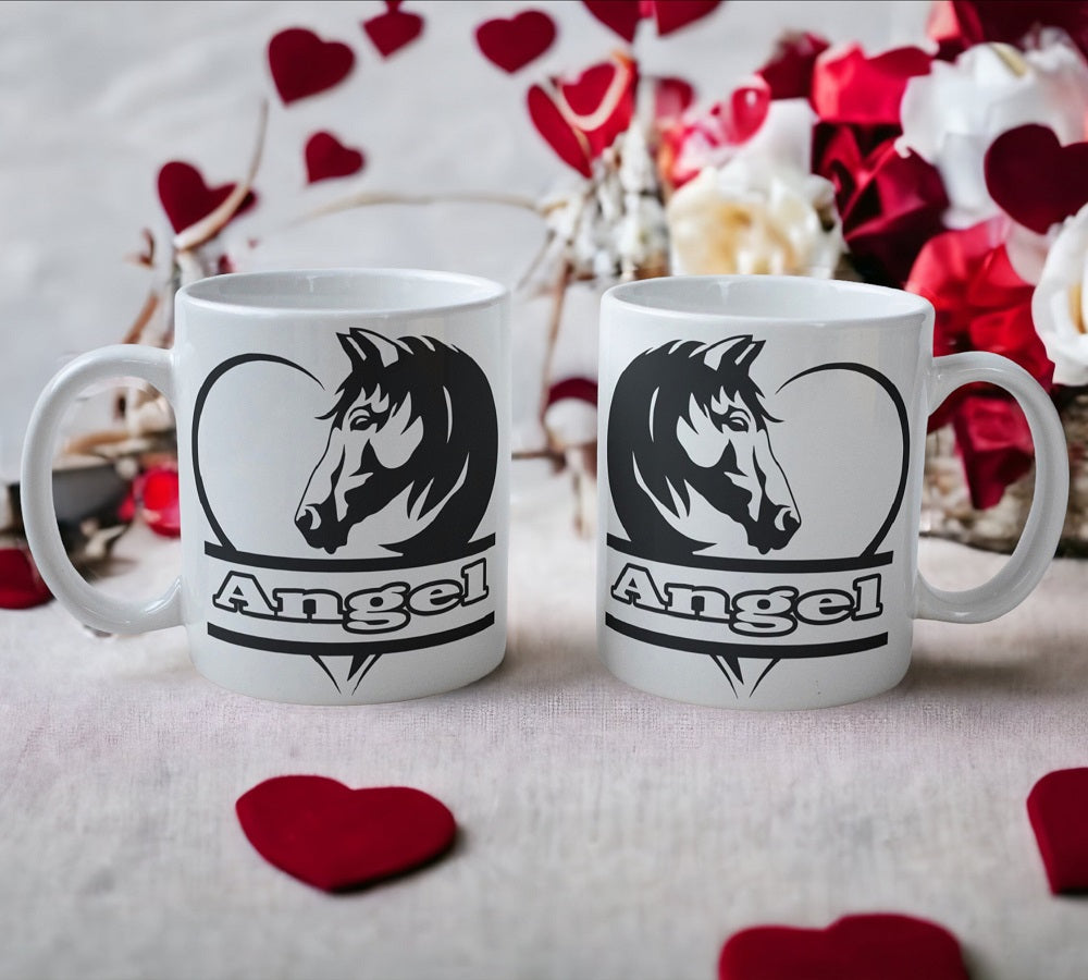 Personalised Name 'Horse Heart' Design Mug - Laser Design Creations
