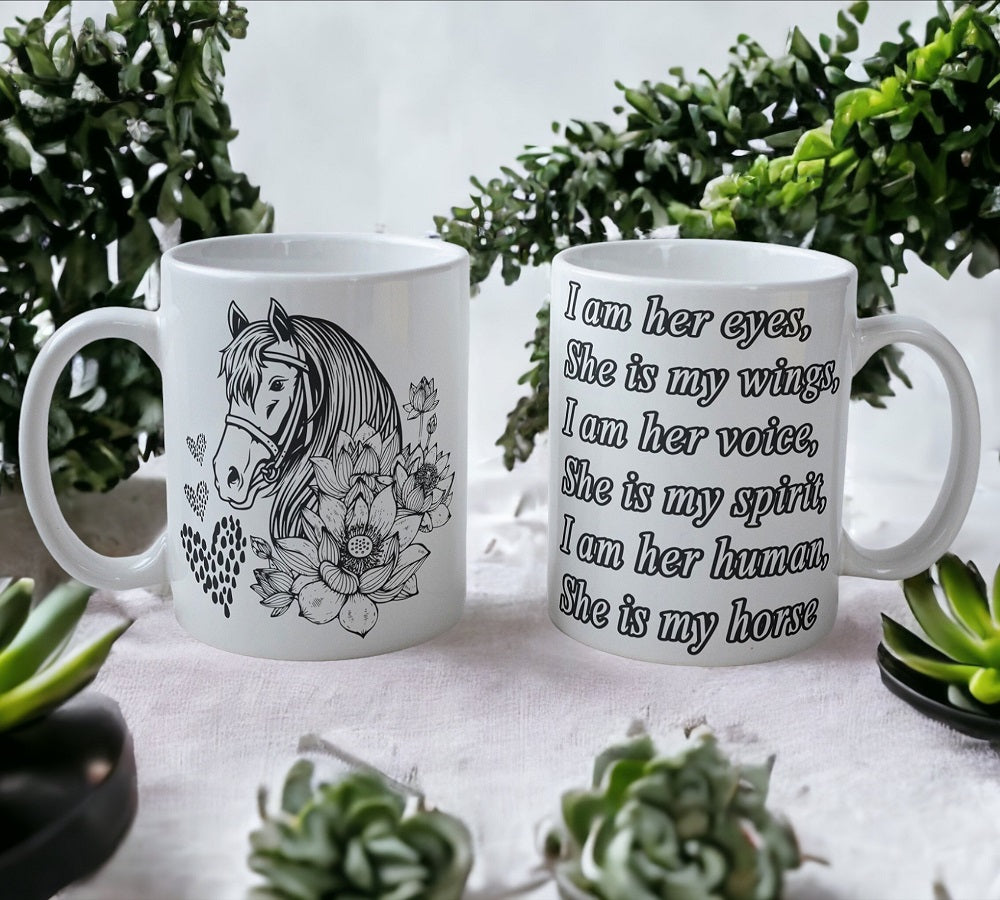 'Floral Horse' Art Design Mug - Laser Design Creations