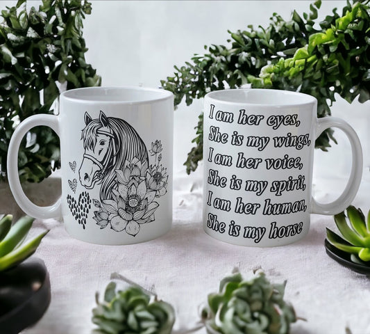 'Floral Horse' Art Design Mug - Laser Design Creations