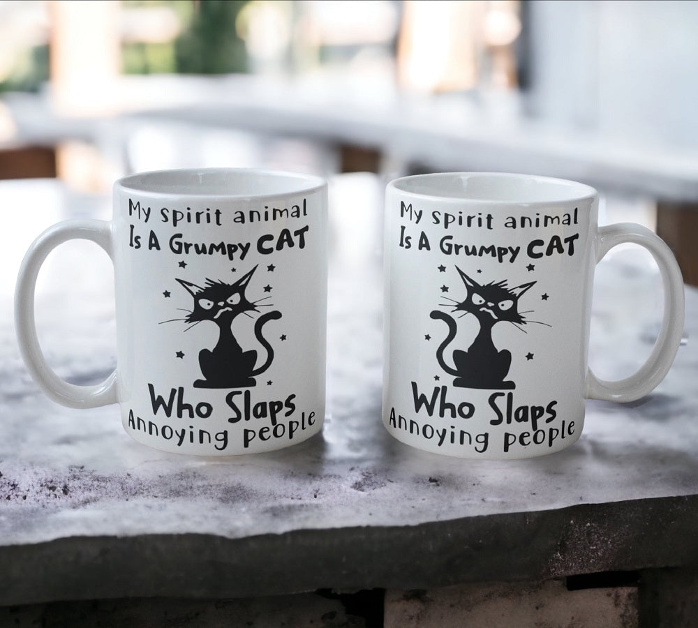 'Spirit Animal is a Grumpy Cat' Design Mug - Laser Design Creations
