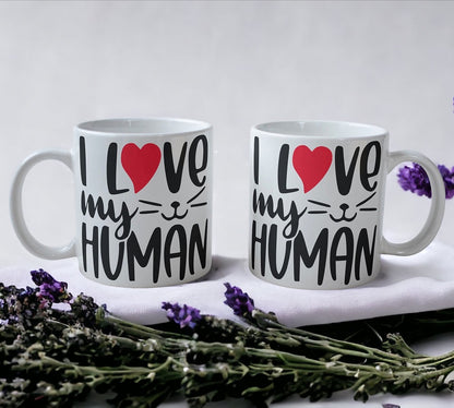 'I Love My Human' Cat Design Mug - Laser Design Creations