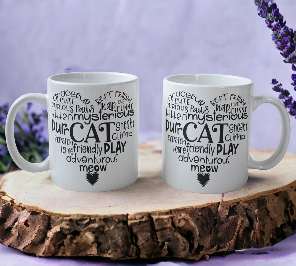 'Cat Phrase' Heart Design Mug - Laser Design Creations