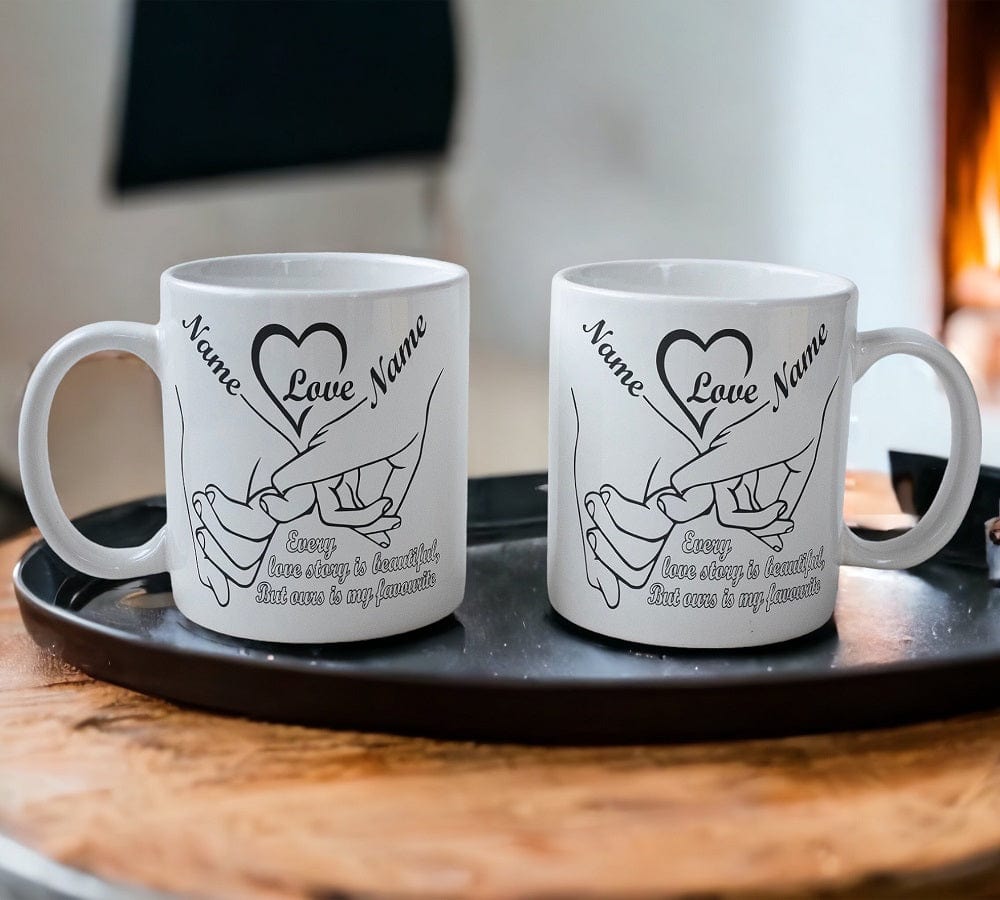 Personalised 'Holding Hands Love Story' Design Mug - Laser Design Creations